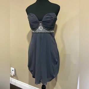 LIPSY dark grey strapless mini dress with crystal beads
